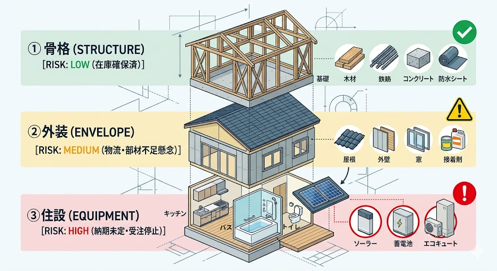 ナフサショックにおける住宅建築のリスク仕分け図（仮説）