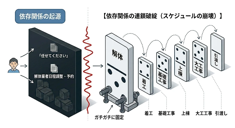 依存関係の連鎖破綻
工程ドミノ
